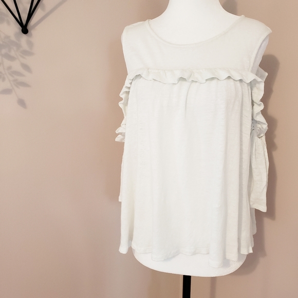 ANTHROPOLOGIE | MEADOW RUE LINEN COLD SHOULDER TOP - Picture 4 of 11